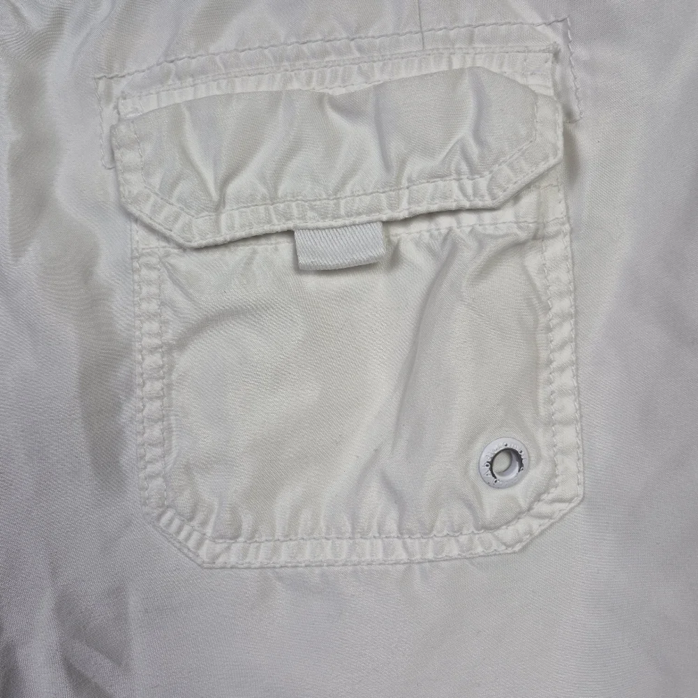 Abercrombie & Fitch Mens‎ L White Lined Board Shorts Spell Out Y2K Preppy